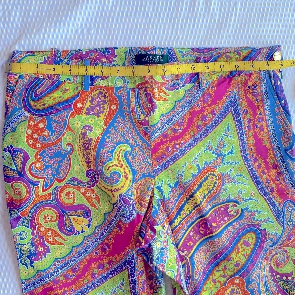 Lauren Ralph Lauren Paisley Pants Orange Purple Blue 12 Petite